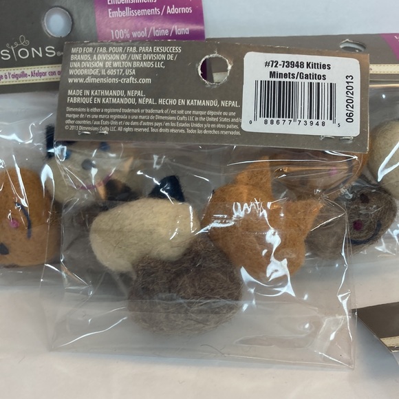 Cat Faces Embellishments Needle Felting 100% Wool Felt Crafts Dimensions - Picture 8 of 13